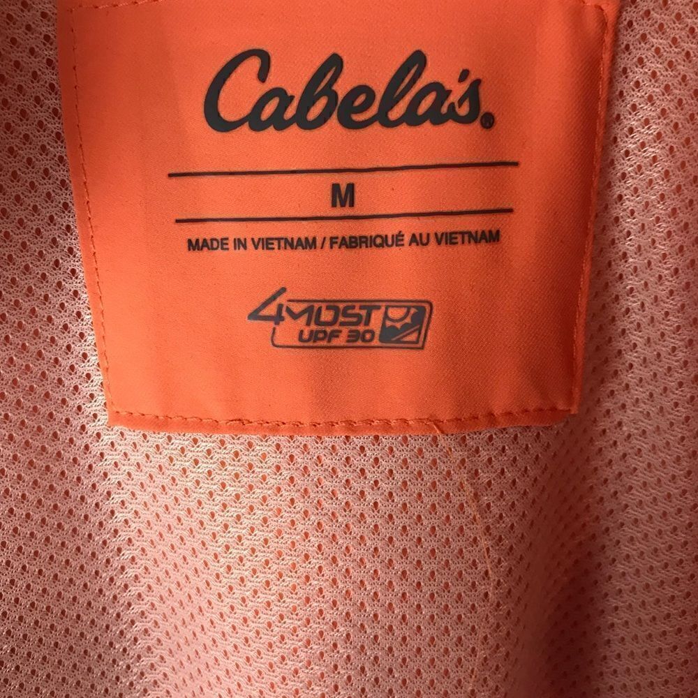 Cabela's Fishing Shirt Mens Size M Vented Quick Dry Rod Holder Salmon Orange - Picture 4 of 5
